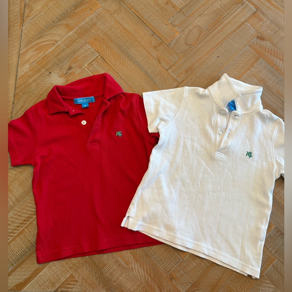 J. Baileys Boys Classic Red and White Polo Shirts 3t